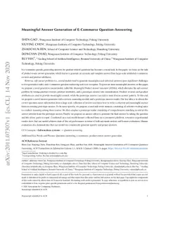 Meaningful Answer Generation of E-Commerce Question-Answering