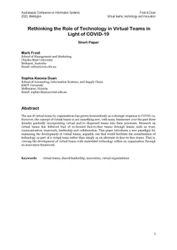 Rethinking the Role of Technology in Virtual Teams in Light of COVID-19