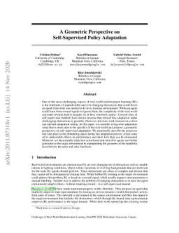 A Geometric Perspective on Self-Supervised Policy Adaptation