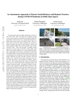 An Autonomous Approach to Measure Social Distances and Hygienic
  Practices during COVID-19 Pandemic in Public Open Spaces