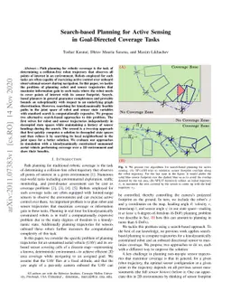 Search-based Planning for Active Sensing in Goal-Directed Coverage Tasks