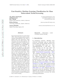 Cost-Sensitive Machine Learning Classification for Mass Tuberculosis
  Verbal Screening