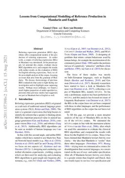 Lessons from Computational Modelling of Reference Production in Mandarin
  and English