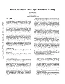 Dynamic backdoor attacks against federated learning