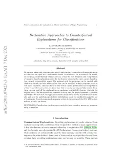 Declarative Approaches to Counterfactual Explanations for Classification