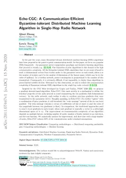 Echo-CGC: A Communication-Efficient Byzantine-tolerant Distributed
  Machine Learning Algorithm in Single-Hop Radio Network