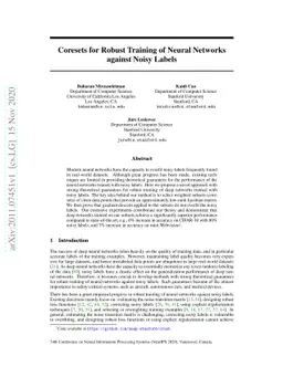 Coresets for Robust Training of Neural Networks against Noisy Labels