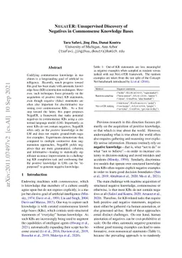 NegatER: Unsupervised Discovery of Negatives in Commonsense Knowledge
  Bases