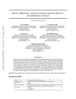 BanglaWriting: A multi-purpose offline Bangla handwriting dataset