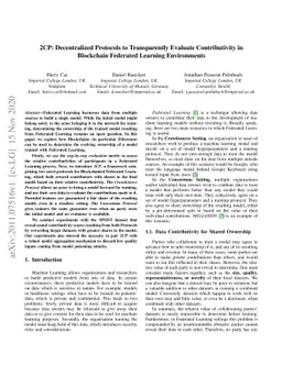 2CP: Decentralized Protocols to Transparently Evaluate Contributivity in
  Blockchain Federated Learning Environments