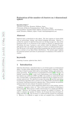 Estimation of the number of clusters on d-dimensional sphere