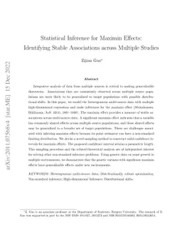 Statistical Inference for Maximin Effects: Identifying Stable
  Associations across Multiple Studies