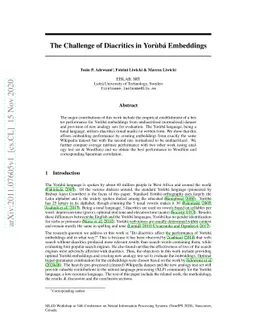The Challenge of Diacritics in Yoruba Embeddings