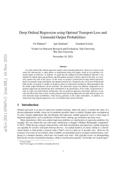 Deep Ordinal Regression using Optimal Transport Loss and Unimodal Output
  Probabilities