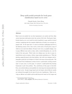 Deep multi-modal networks for book genre classification based on its
  cover