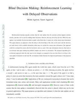 Blind Decision Making: Reinforcement Learning with Delayed Observations