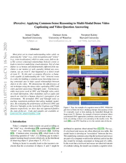 iPerceive: Applying Common-Sense Reasoning to Multi-Modal Dense Video
  Captioning and Video Question Answering