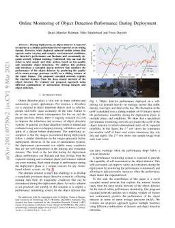 Online Monitoring of Object Detection Performance During Deployment