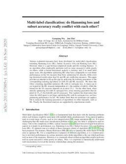 Multi-label classification: do Hamming loss and subset accuracy really
  conflict with each other?