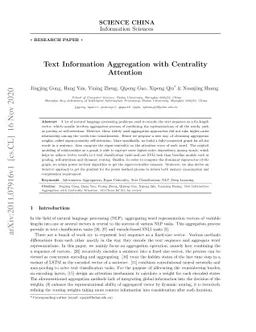 Text Information Aggregation with Centrality Attention