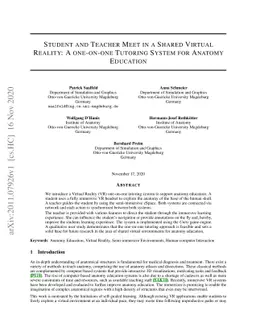 Student and Teacher Meet in a Shared Virtual Reality: A one-on-one
  Tutoring System for Anatomy Education