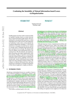 Combating the Instability of Mutual Information-based Losses via
  Regularization
