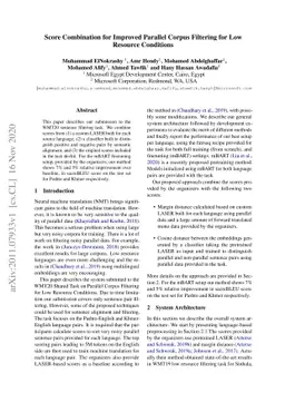 Score Combination for Improved Parallel Corpus Filtering for Low
  Resource Conditions