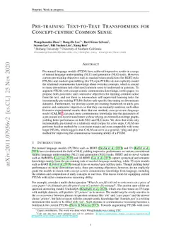 Pre-training Text-to-Text Transformers for Concept-centric Common Sense