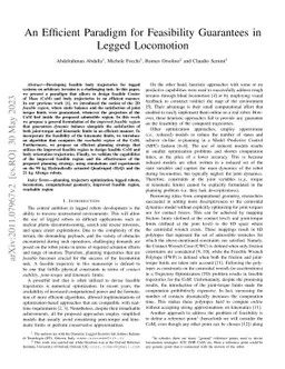 An Efficient Paradigm for Feasibility Guarantees in Legged Locomotion