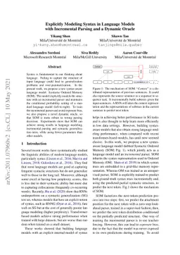 Explicitly Modeling Syntax in Language Models with Incremental Parsing
  and a Dynamic Oracle