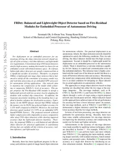 FRDet: Balanced and Lightweight Object Detector based on Fire-Residual
  Modules for Embedded Processor of Autonomous Driving