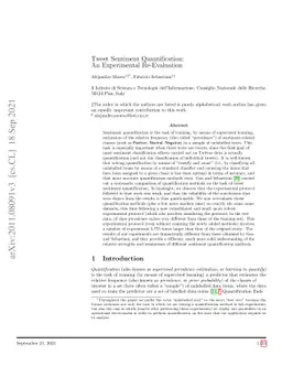 Tweet Sentiment Quantification: An Experimental Re-Evaluation