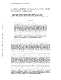Enforcing robust control guarantees within neural network policies