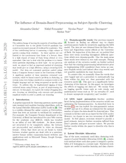 The Influence of Domain-Based Preprocessing on Subject-Specific
  Clustering