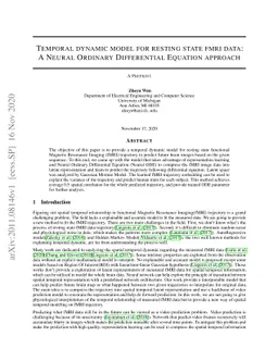 Temporal Dynamic Model for Resting State fMRI Data: A Neural Ordinary
  Differential Equation approach