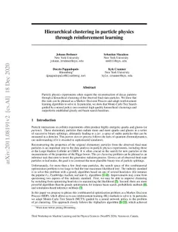 Hierarchical clustering in particle physics through reinforcement
  learning