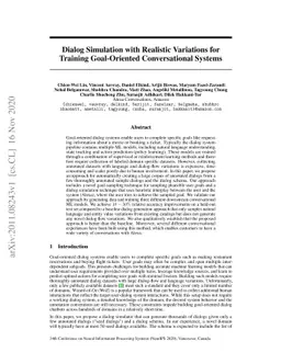 Dialog Simulation with Realistic Variations for Training Goal-Oriented
  Conversational Systems