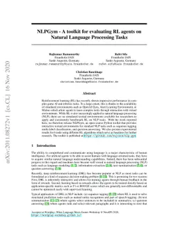 NLPGym -- A toolkit for evaluating RL agents on Natural Language
  Processing Tasks