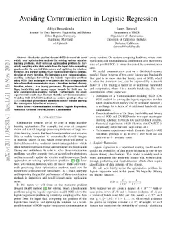 Avoiding Communication in Logistic Regression