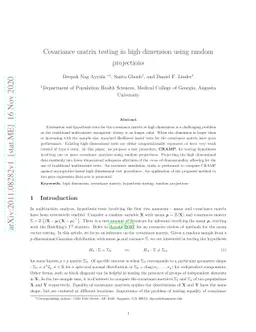 Covariance matrix testing in high dimension using random projections