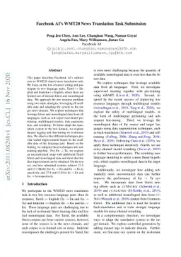 Facebook AI's WMT20 News Translation Task Submission