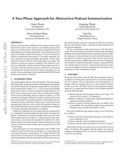 A Two-Phase Approach for Abstractive Podcast Summarization