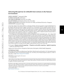 Detecting Receptivity for mHealth Interventions in the Natural
  Environment