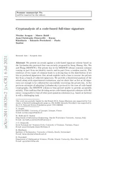 Cryptanalysis of a code-based full-time signature
