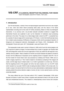 Vis-CRF, A Classical Receptive Field Model for VISION