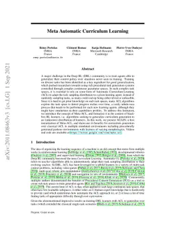 Meta Automatic Curriculum Learning