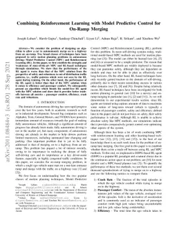 Combining Reinforcement Learning with Model Predictive Control for
  On-Ramp Merging