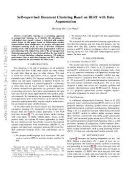 Self-supervised Document Clustering Based on BERT with Data Augment