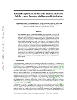 Efficient Exploration of Reward Functions in Inverse Reinforcement
  Learning via Bayesian Optimization