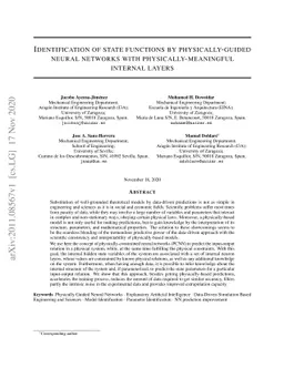 Identification of state functions by physically-guided neural networks
  with physically-meaningful internal layers